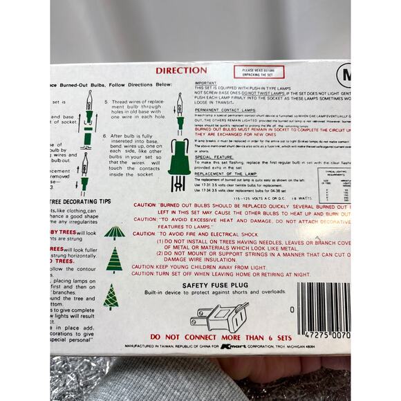 Vintage 35 Miniature Holiday Craft Lights Clear/ Green Cord NOS 4 Pkgs 1980s/90s - Picture 5 of 6